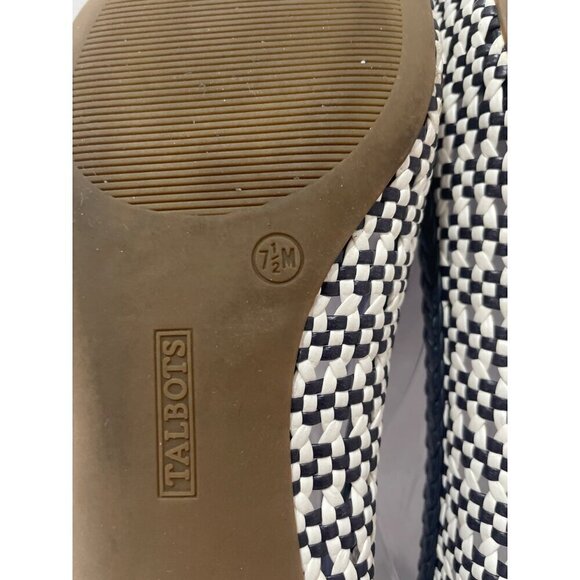 TALBOTS OLYMPIA Womens OPEN-WEAVE BALLET FLATS - BI-COLOR bow texture size 7.5 - Picture 6 of 7